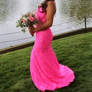 Pink Lace Prom Dress